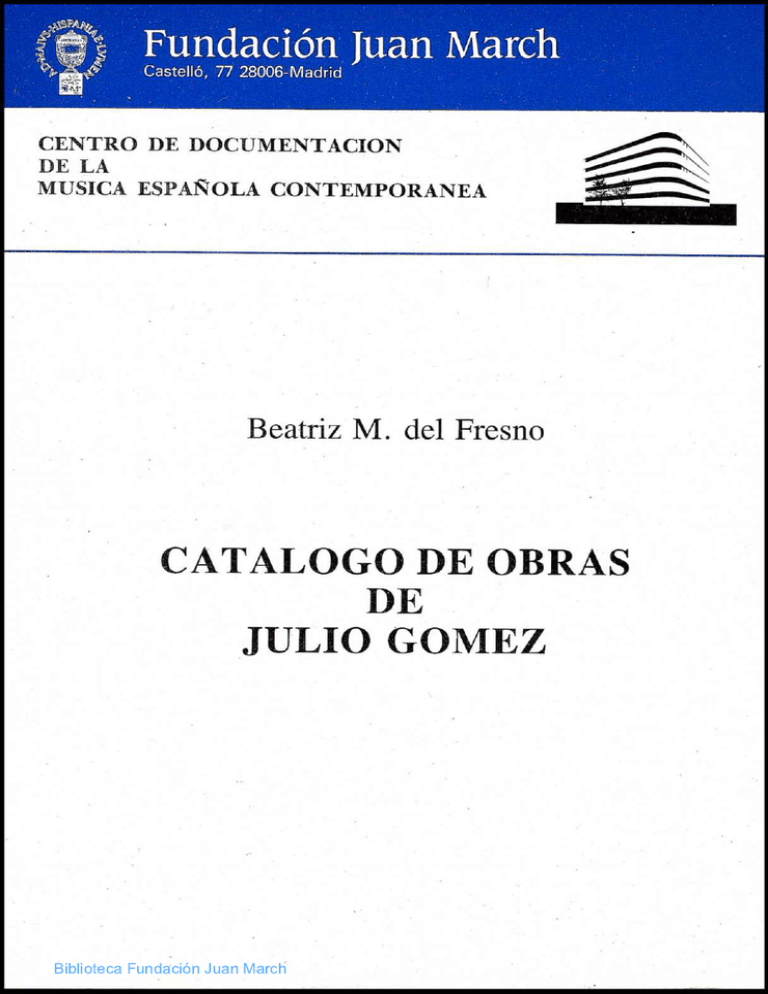 Catálogo De Obras De Julio Gómez