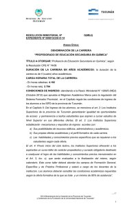 Resolución Ministerial: Profesorado en Química - Tucumán