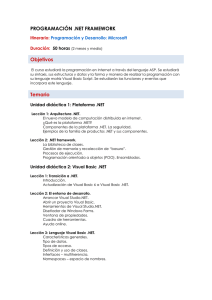 PROGRAMACIÓN .NET FRAMEWORK Objetivos Temario