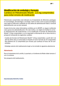 Cambios en Metotrexato Wyeth® 2,5 mg comprimidos para evitar