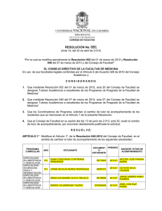 RESOLUCION No. 081 - Facultad de Medicina