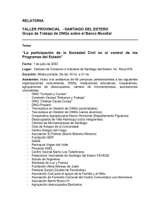 RELATORIA TALLER PROVINCIAL - SANTIAGO DEL