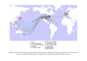 Mapa de conectividad mundial cables de fibra optica de alta