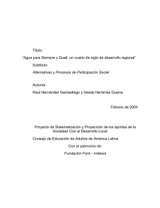 Título: - Alternativas y procesos de participación social ac