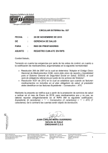 Registro CUM ATC en Rips