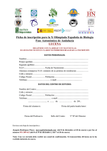 Ficha de inscripción olimpiadas 2015 LUCENA