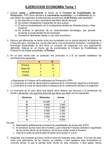 Ejercicios Economía Tema 1: FPP y Coste de Oportunidad