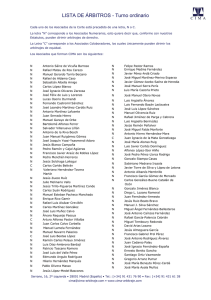 LISTA DE ÁRBITROS - Turno ordinario