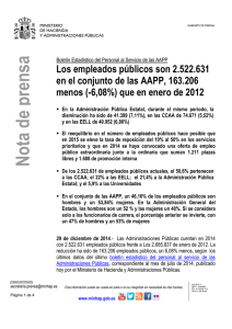 Los empleados públicos son 2.522.631 en el conjunto de las AAPP