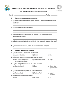 Examen de Religión 3er Grado: Comunión