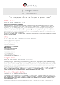 Reflexión del Evangelio del día - Cuaresma 2019