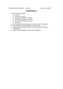 Examen Control de Calidad: Definiciones, Herramientas y ISO 9000