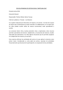 Informe Educación Musical Bartolina Sisa - 1er Bimestre 2016
