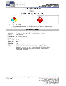 Hoja de Seguridad: Alcohol Isopropílico (IPA)