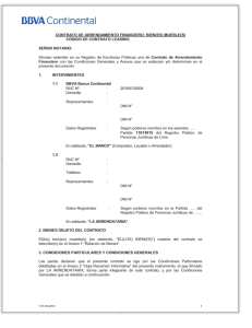 CONTRATO DE ARRENDAMIENTO FINANCIERO  BIEN(ES) MUEBLE(S) CÓDIGO DE CONTRATO LEASING  1.1 BBVA Banco Continental RUC Nº   Domicilio   - PDF