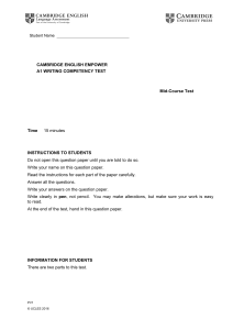 A1 Writing Competency Test - Cambridge English Empower