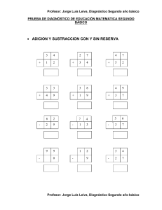 Prueba Diagnóstico Matemáticas 2do Básico: Adición y Sustracción