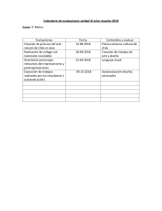 Calendario Evaluaciones Artes Visuales 5° Básico 2018