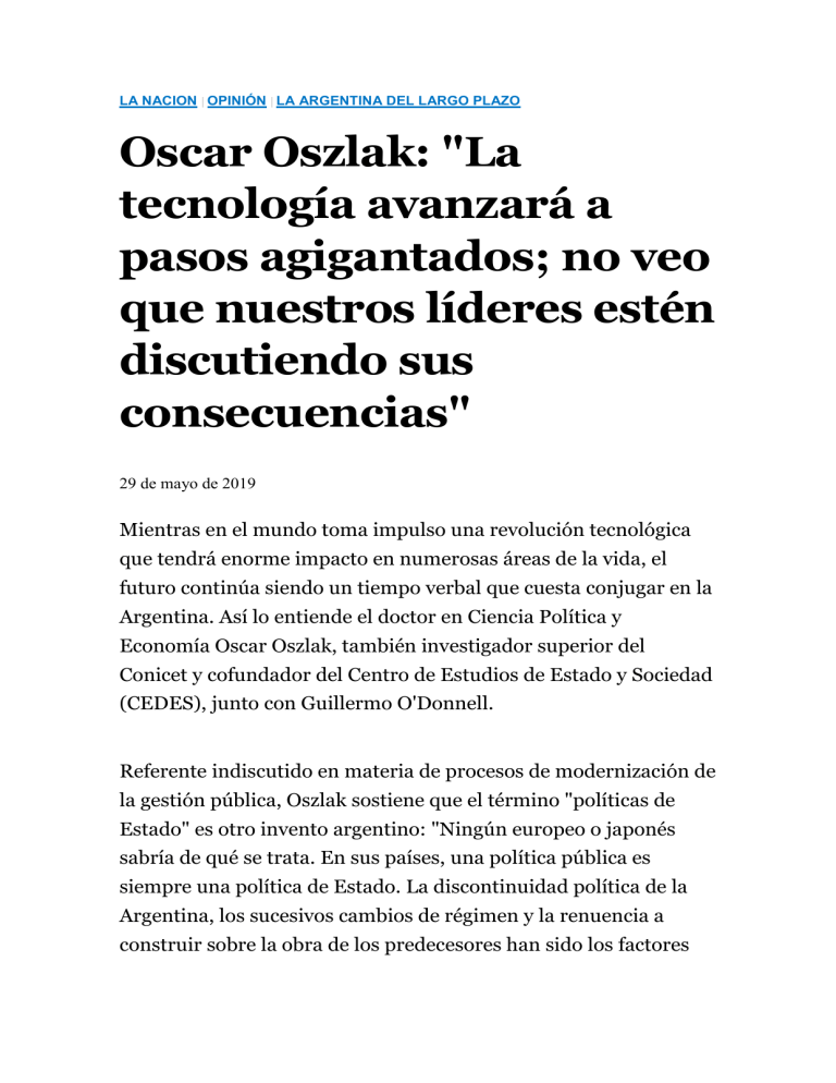 LA NACION- Nota De OSZLAK