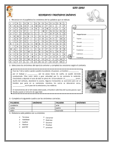 Sinónimos y Antónimos 6to Grado: Ejercicios de Vocabulario