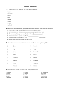 Ejercicios de Sinónimos: Hoja de Práctica de Español