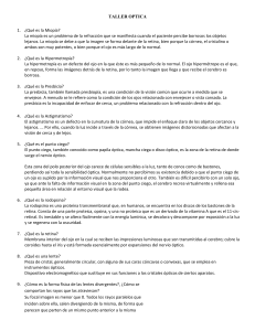 Taller de Óptica: Miopía, Lentes y Reflexión de la Luz