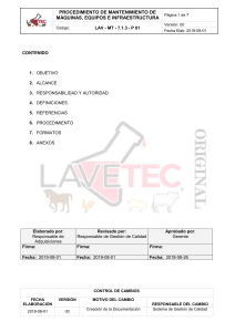 Procedimiento Mantenimiento Máquinas y Equipos - Lavetec