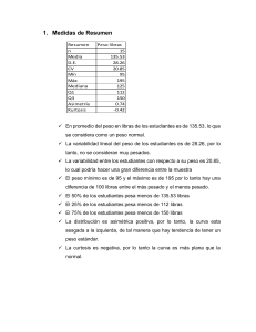 Informe Estadístico: Peso, Estado Civil y Trabajo de Estudiantes