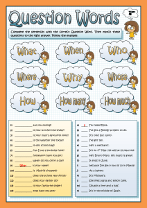 Question Words Worksheet: English Grammar Practice