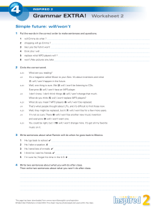 Simple Future Tense Worksheet: Will/Won't Practice