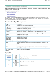 Sage ERP Accpac: Shortcut Keys, Icons & Buttons Guide