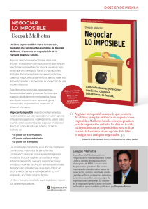 Negociar lo Imposible: Deepak Malhotra - Dossier de Prensa