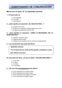 Cuestionario: Comprensión Lectora Afiche Cuidado del Agua