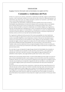 Costumbres y Tradiciones del Perú: Ficha de Lectura