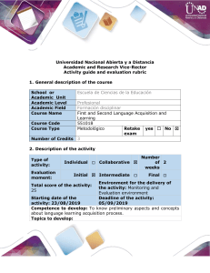 Language Acquisition Activity Guide & Rubric