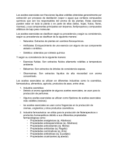 Aceites Esenciales: Clasificación, Propiedades y Usos