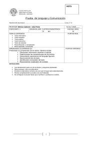 Prueba Lenguaje y Comunicación 5° Grado - Textos y Narrativa