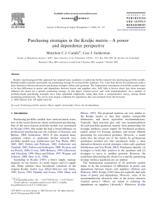 Kraljic Matrix: Power & Dependence in Purchasing Strategies
