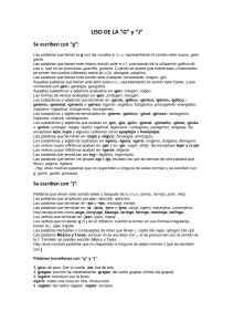 Ejercicios de ortografía: Uso de la 'G' y la 'J'