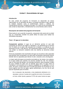 Generalidades del Agua: Composición, Ciclo y Características