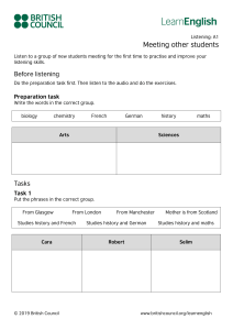 A1 English Listening: Meeting New Students Worksheet