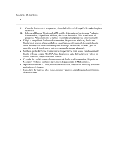 Funciones Asistente QF: Almacenamiento y Control de Productos