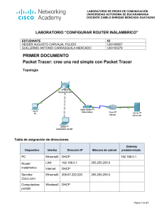 Informe Laboratorio Configurar Router
