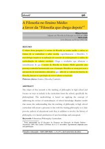 Filosofia no Ensino Médio: Currículo e Formação Filosófica