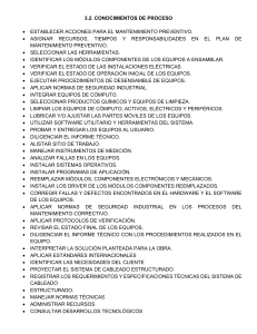 Conocimientos de Proceso: Mantenimiento y Cableado