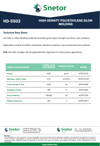 HD-5502 HDPE Blow Molding Data Sheet | Snetor