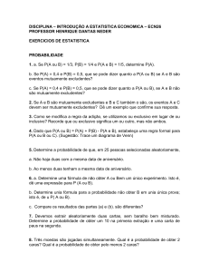 Exercícios de Probabilidade em Estatística Econômica