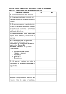 Lista de Cotejo: Evaluación de Resúmenes