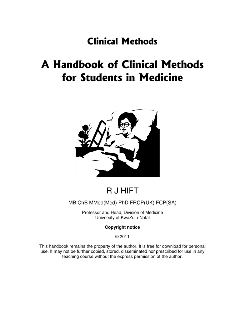 A Handbook Of Clinical Methods