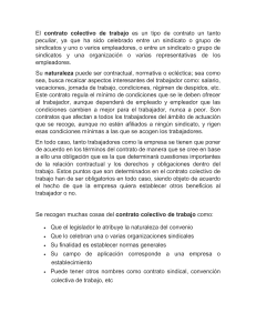 Contrato Colectivo de Trabajo: Definición y Características